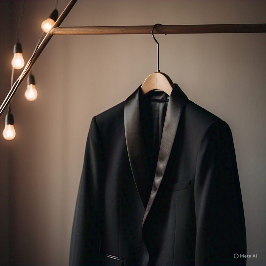 Black blazer with satin lapels for elegant wedding style