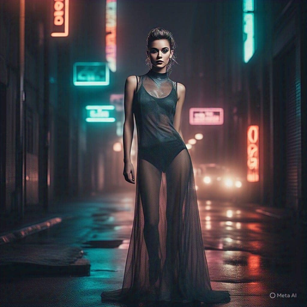 Transparent dress with visible underlayer styled for night out