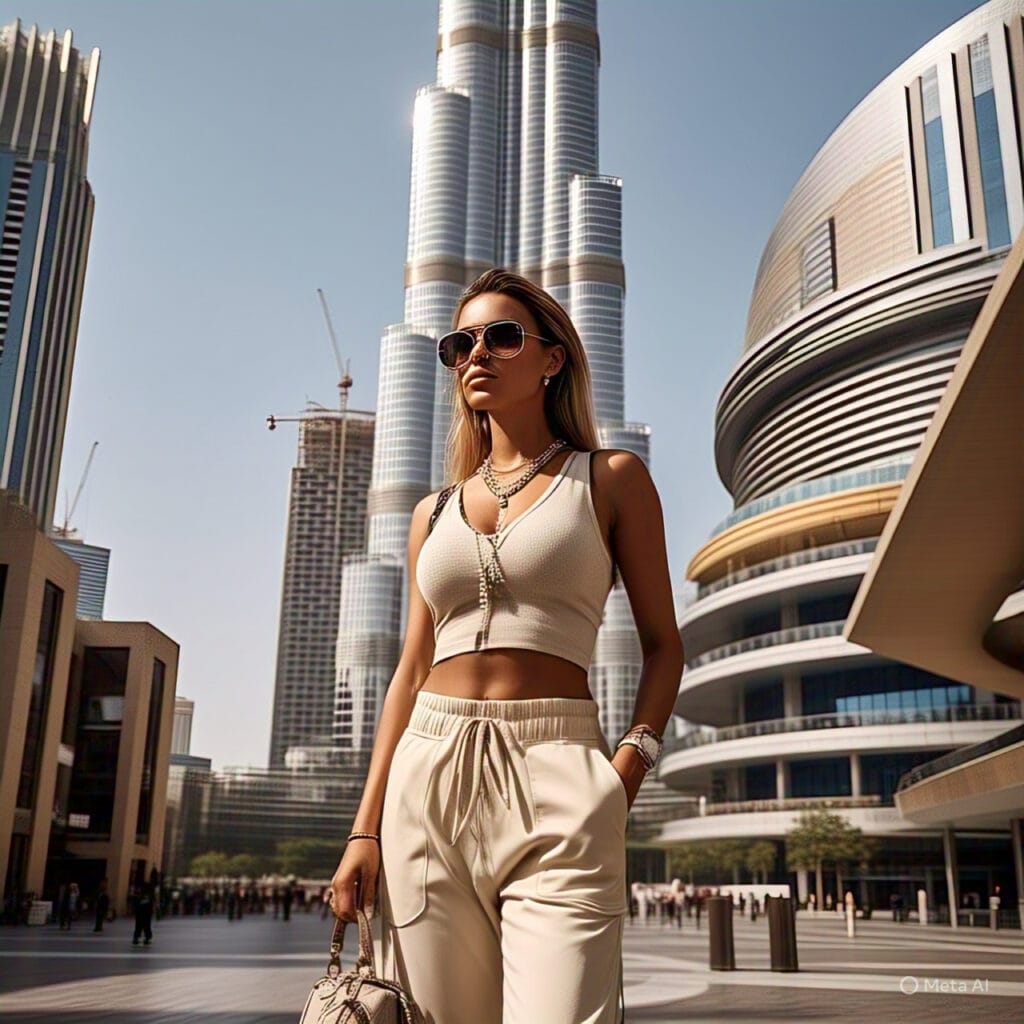  woman wearing athleisure set in Dubai street style