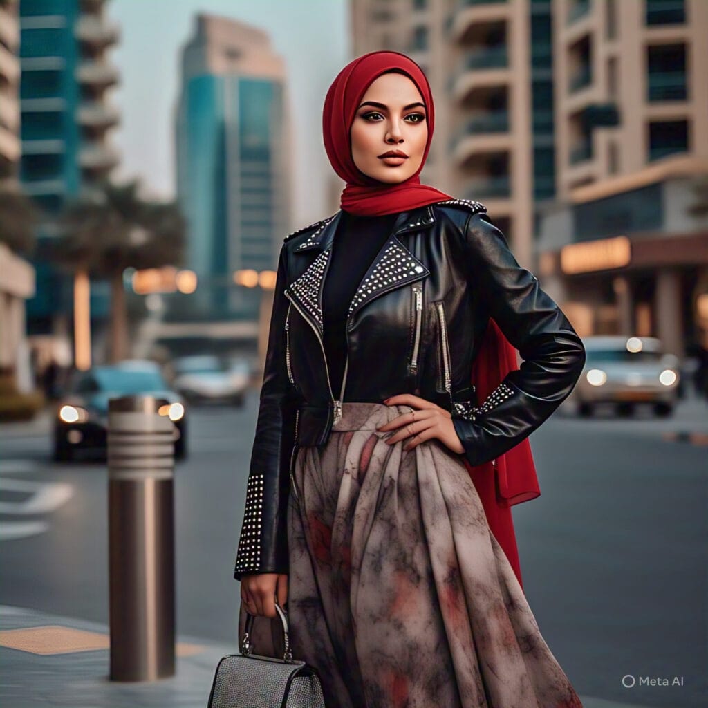 woman in graphic tee and modest skirt, Dubai street style for ladies