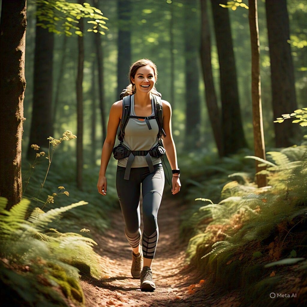 Practical and stylish activewear for hiking first dates – a confident and comfortable summer look.